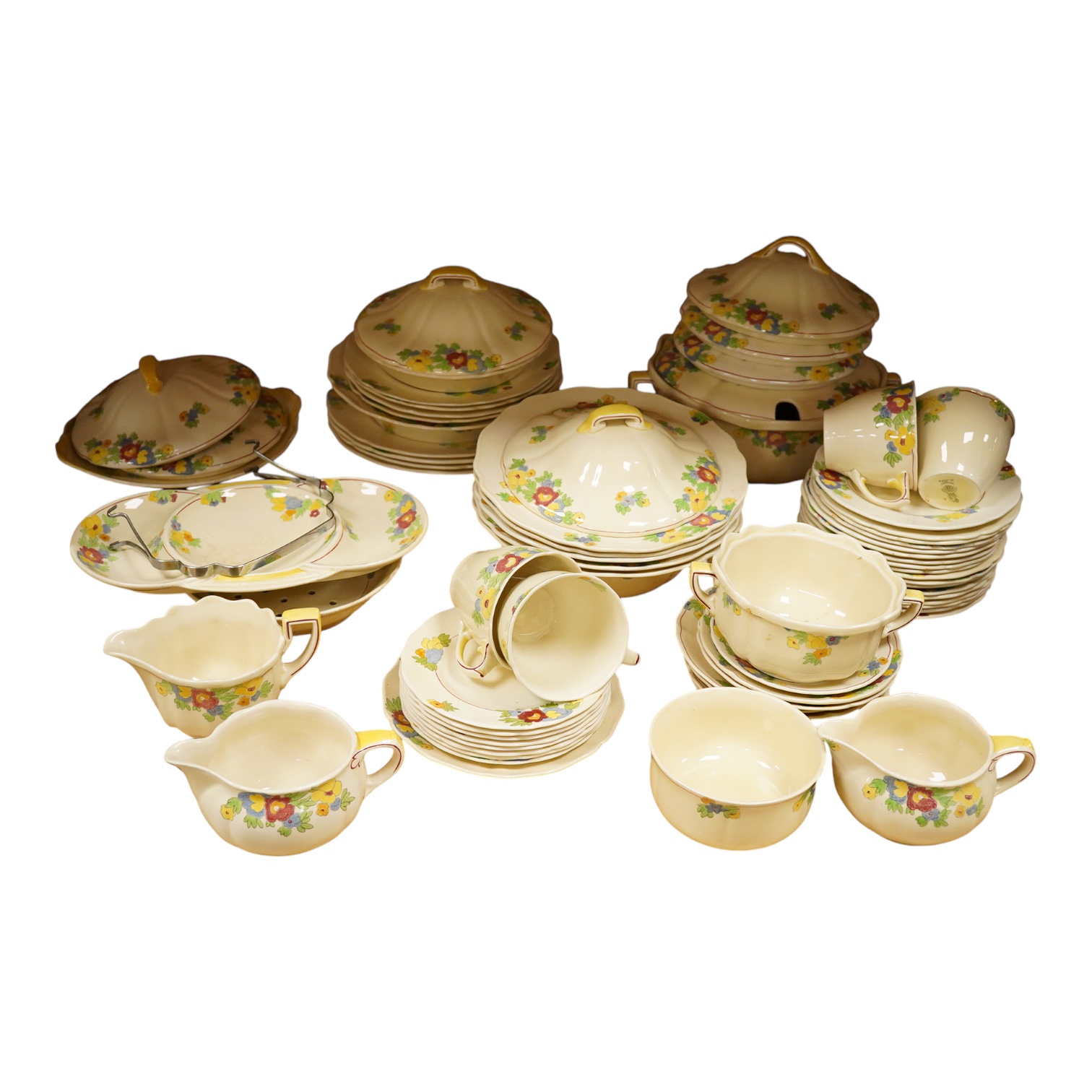 A Royal Doulton Minden part dinner service to include service to include tureens, cups and saucers and jugs